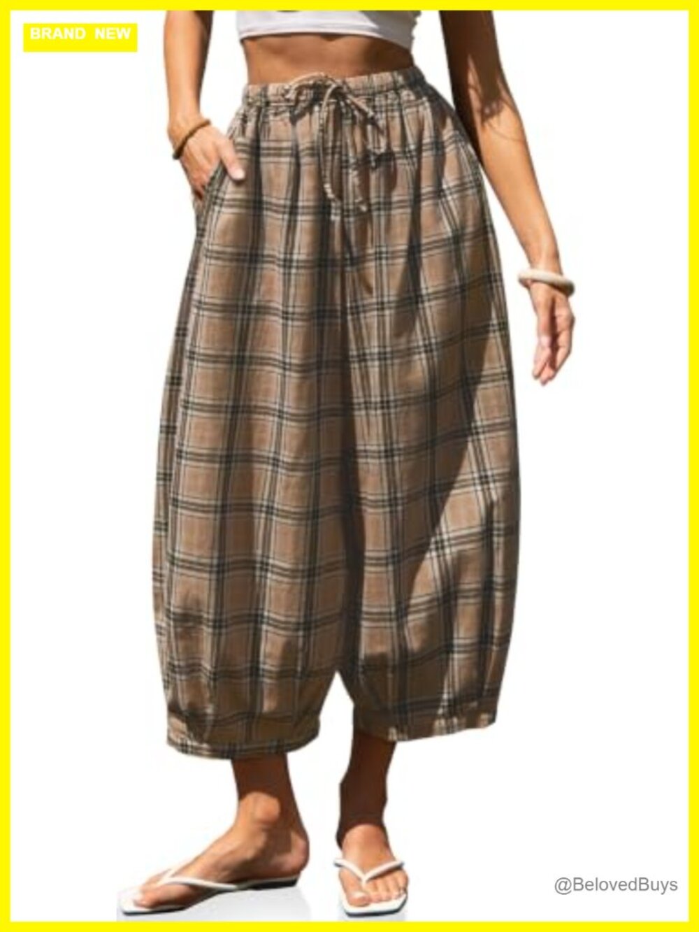 Cotton Linen Wide Leg Palazzo Pants High Rise Harem Beach